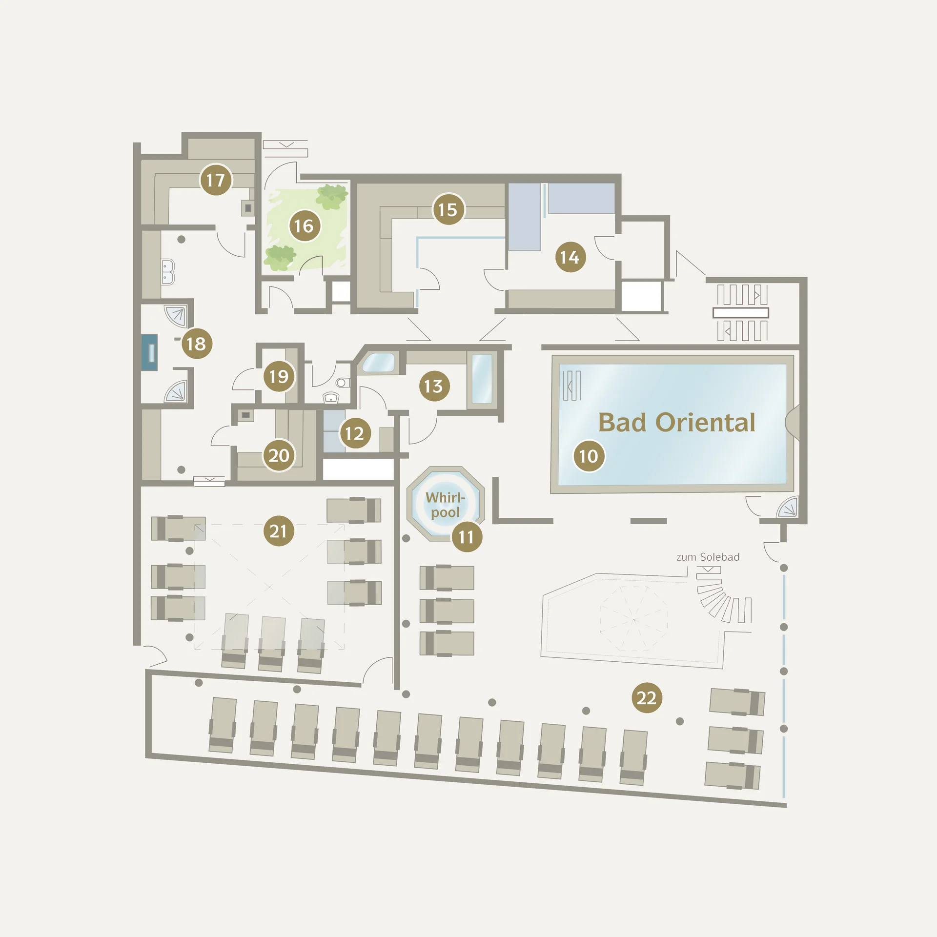 Your spa hotel in the Black Forest | Hotel Reppert Floor plan of spa area with pool, whirlpool, and relaxation rooms